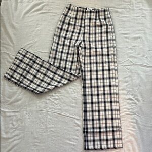 Princess Polly Black and Cream Plaid Pants